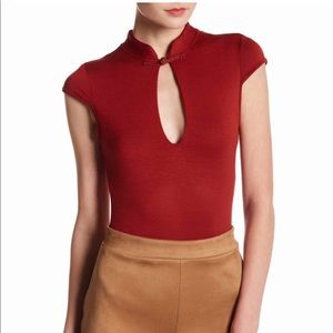 Pink Owl Mandarin Collar Bodysuit